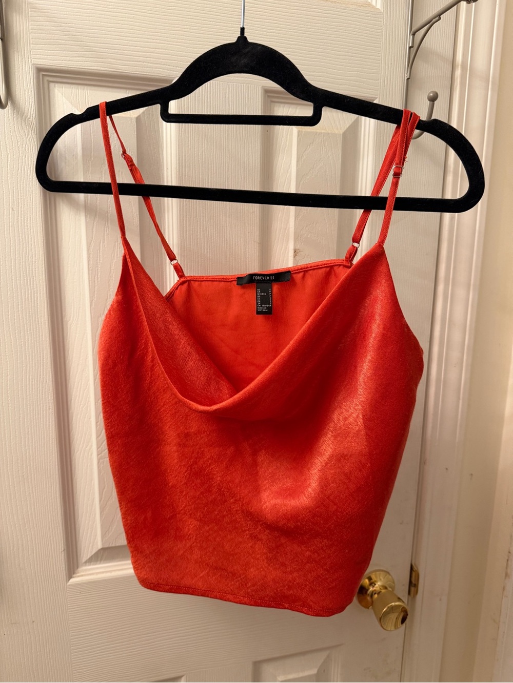 Forever 21 Bright Orange Cowl Neck Satin Camisole